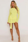 Long Sleeve Knot Front Slinky Dress