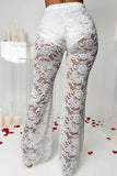 Lace Detail High Waist Flared Trousers