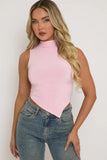 High Neck Asymmetric Sleeveless Top