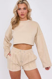 Seem Detail Long Sleeve Cropped Top & Shorts Co-Ord Set