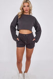 Seem Detail Long Sleeve Cropped Top & Shorts Co-Ord Set