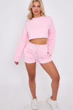 Seem Detail Long Sleeve Cropped Top & Shorts Co-Ord Set