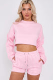 Seem Detail Long Sleeve Cropped Top & Shorts Co-Ord Set