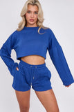 Seem Detail Long Sleeve Cropped Top & Shorts Co-Ord Set