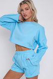 Seem Detail Long Sleeve Cropped Top & Shorts Co-Ord Set