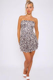 Strapless Animal Print Mini Dress.