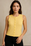 Ribbed Sleeveless Button Detail Top