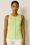 Ribbed Sleeveless Button Detail Top