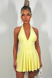 Halter Neck Pleated Mini Dress