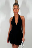 Halter Neck Pleated Mini Dress