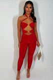 Halter Neck Cut out Detail Jumpsuit