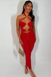 Halter Neck Cut out Detail Jumpsuit