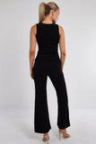 Longline Button Waistcoat Top & Wide Leg Trouser Co-Ord Set