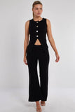 Longline Button Waistcoat Top & Wide Leg Trouser Co-Ord Set
