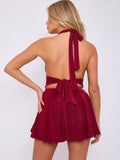 Halter Neck Pleated Mini Dress