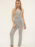 Lurex Crochet Knit Cropped Top & Leggings Co-Ord Set.