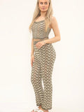 Lurex Crochet Knit Cropped Top & Leggings Co-Ord Set.