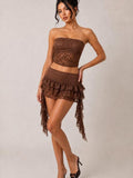 Lace Tube Top & Ruffle Mini Skirt Co-Ord Set