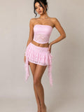 Lace Tube Top & Ruffle Mini Skirt Co-Ord Set