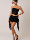 Lace Tube Top & Ruffle Mini Skirt Co-Ord Set