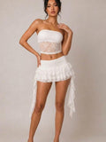 Lace Tube Top & Ruffle Mini Skirt Co-Ord Set