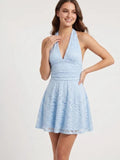 Halter Neck Lace Mini Dress
