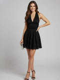 Halter Neck Lace Mini Dress