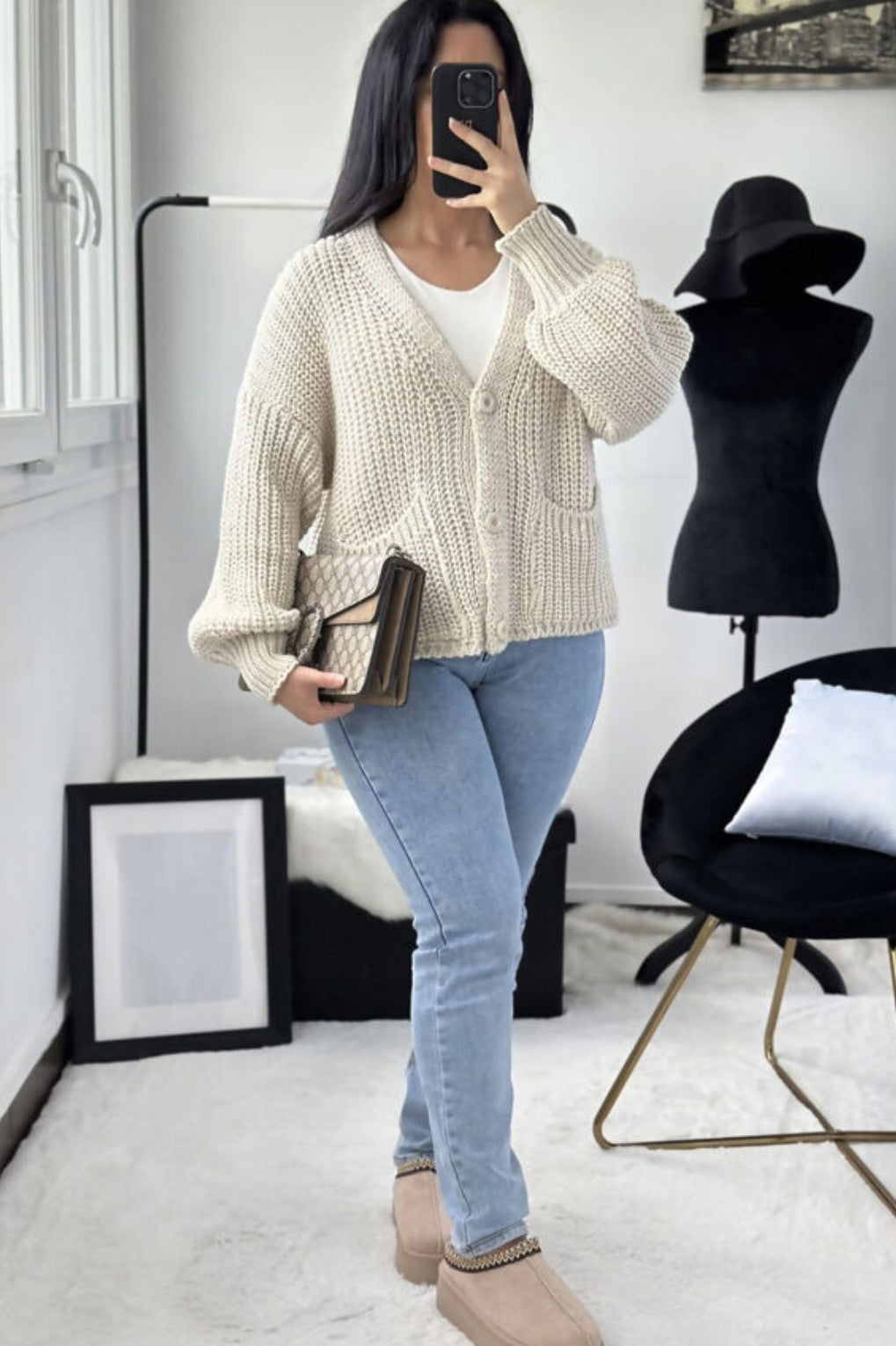 Chunky Knit Ribbed Button Cardigan