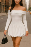 Off Shoulder Puffball Mini Dress