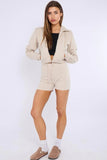 Cropped Zipped Hoodie & Seam Detail Shorts