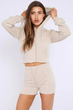Cropped Zipped Hoodie & Seam Detail Shorts