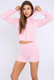 Cropped Zipped Hoodie & Seam Detail Shorts