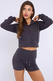 Cropped Zipped Hoodie & Seam Detail Shorts