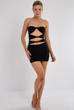 Cut Out Knot Front Bandeau Mini Dress