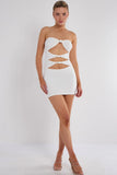 Cut Out Knot Front Bandeau Mini Dress