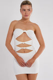 Cut Out Knot Front Bandeau Mini Dress