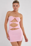 Cut Out Knot Front Bandeau Mini Dress