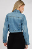 Diamante Studded Cropped Denim Jacket