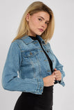 Diamante Studded Cropped Denim Jacket