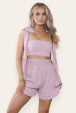 Mia Plain Bow Detail Shorts Co-Ord Set