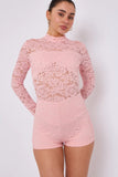 Lace Detail High Neck Playsuit