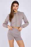 Cropped Zipped Hoodie & Seam Detail Shorts