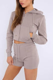 Cropped Zipped Hoodie & Seam Detail Shorts