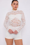 Lace Detail High Neck Playsuit
