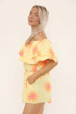 Off Shoulder Sun Print Playsuit