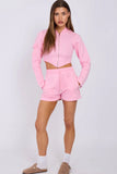 Cropped Zip Up Hoodie & Ruched Shorts Co-Ord Set
