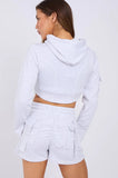 Cropped Zip Up Hoodie & Ruched Shorts Co-Ord Set