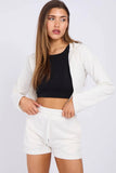 Cropped Zip Up Hoodie & Ruched Shorts Co-Ord Set