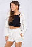 Cropped Zip Up Hoodie & Ruched Shorts Co-Ord Set