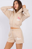 LA Cropped Zip Up Hoodie & Shorts Co-Ord Set
